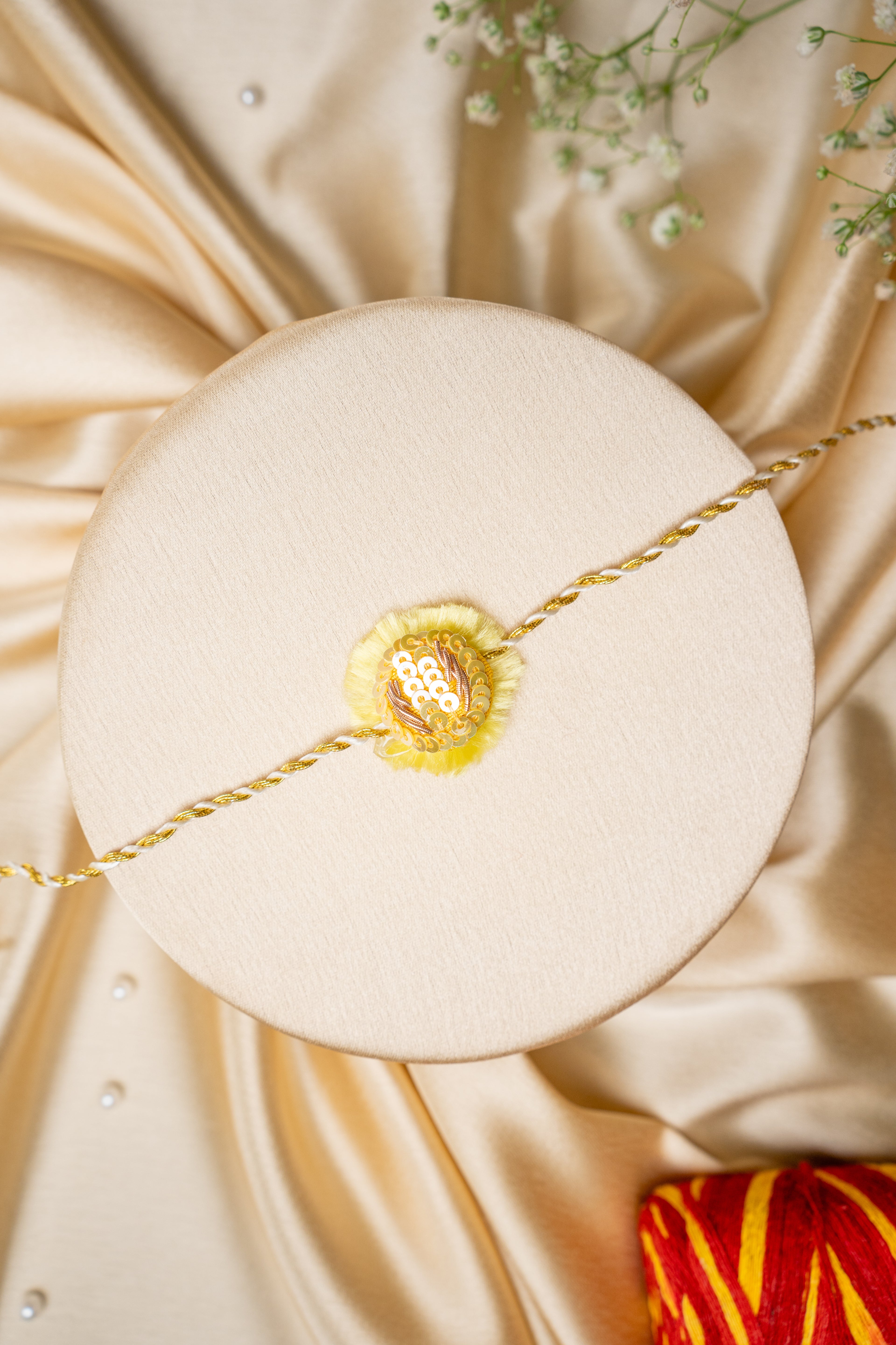 yellow handwork rakhi
