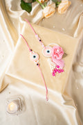Handcrafted Pink evil eye bhai bhabhi set