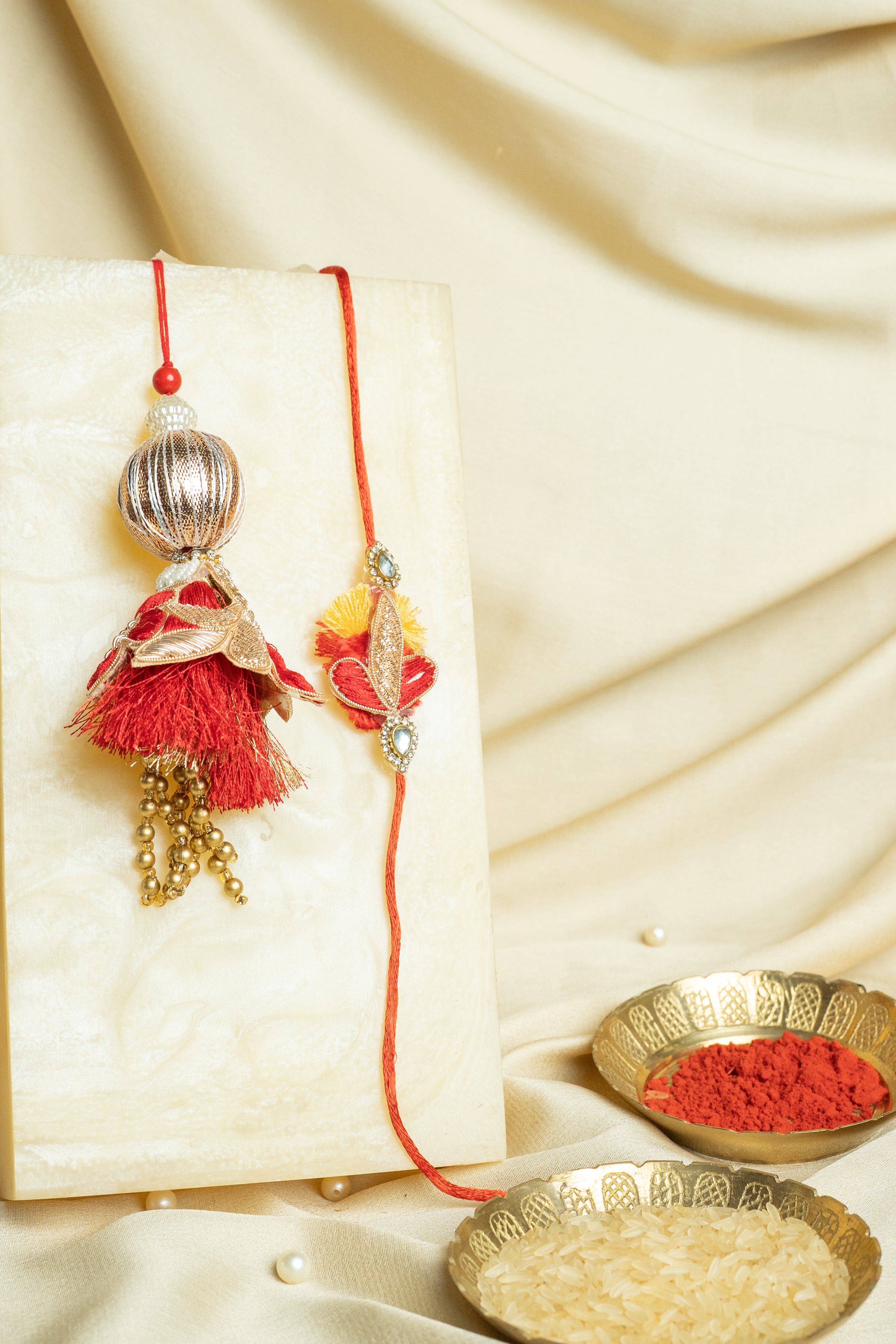 Red traditional jardozi cone set