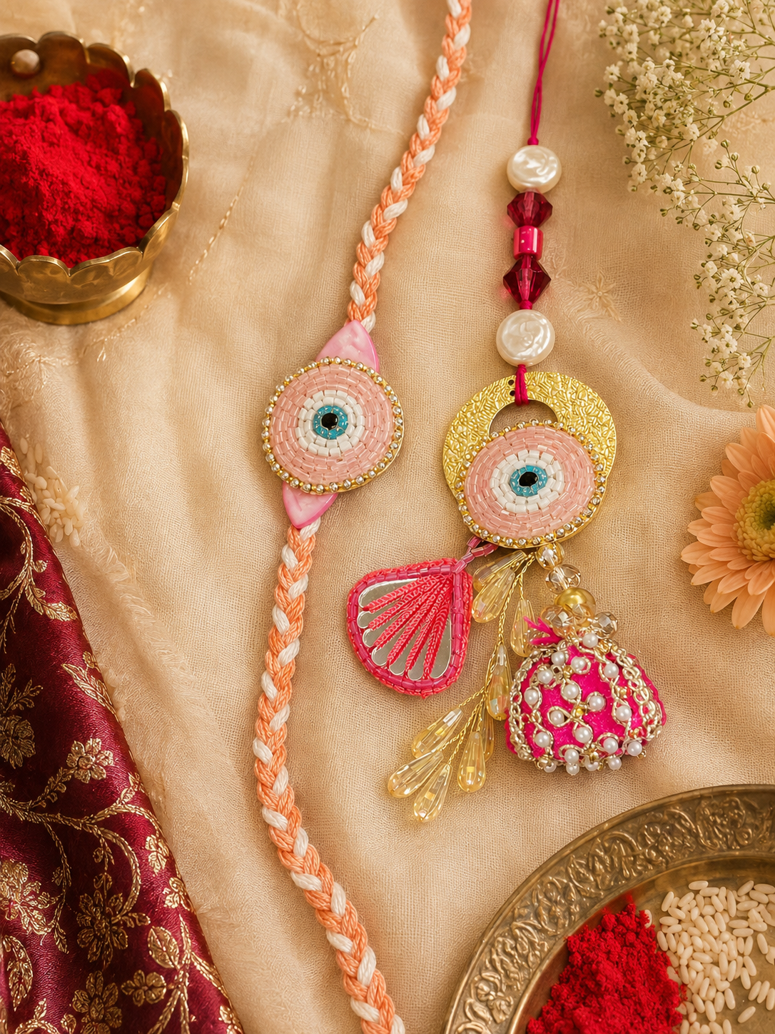 Pink evil eye set