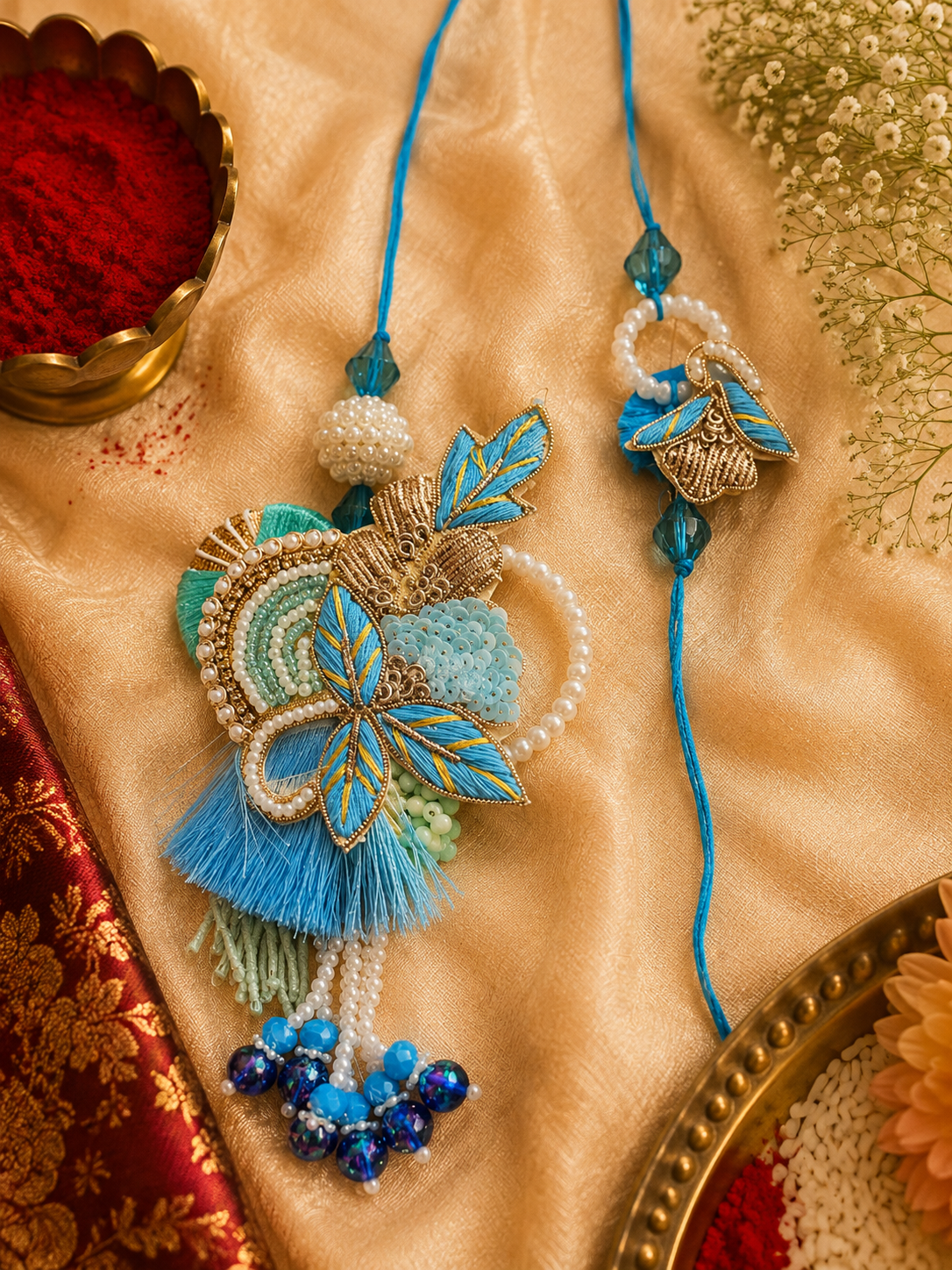 Blue heavy jardozi set