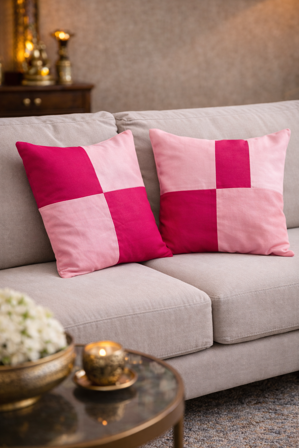 Colour block cushion cover