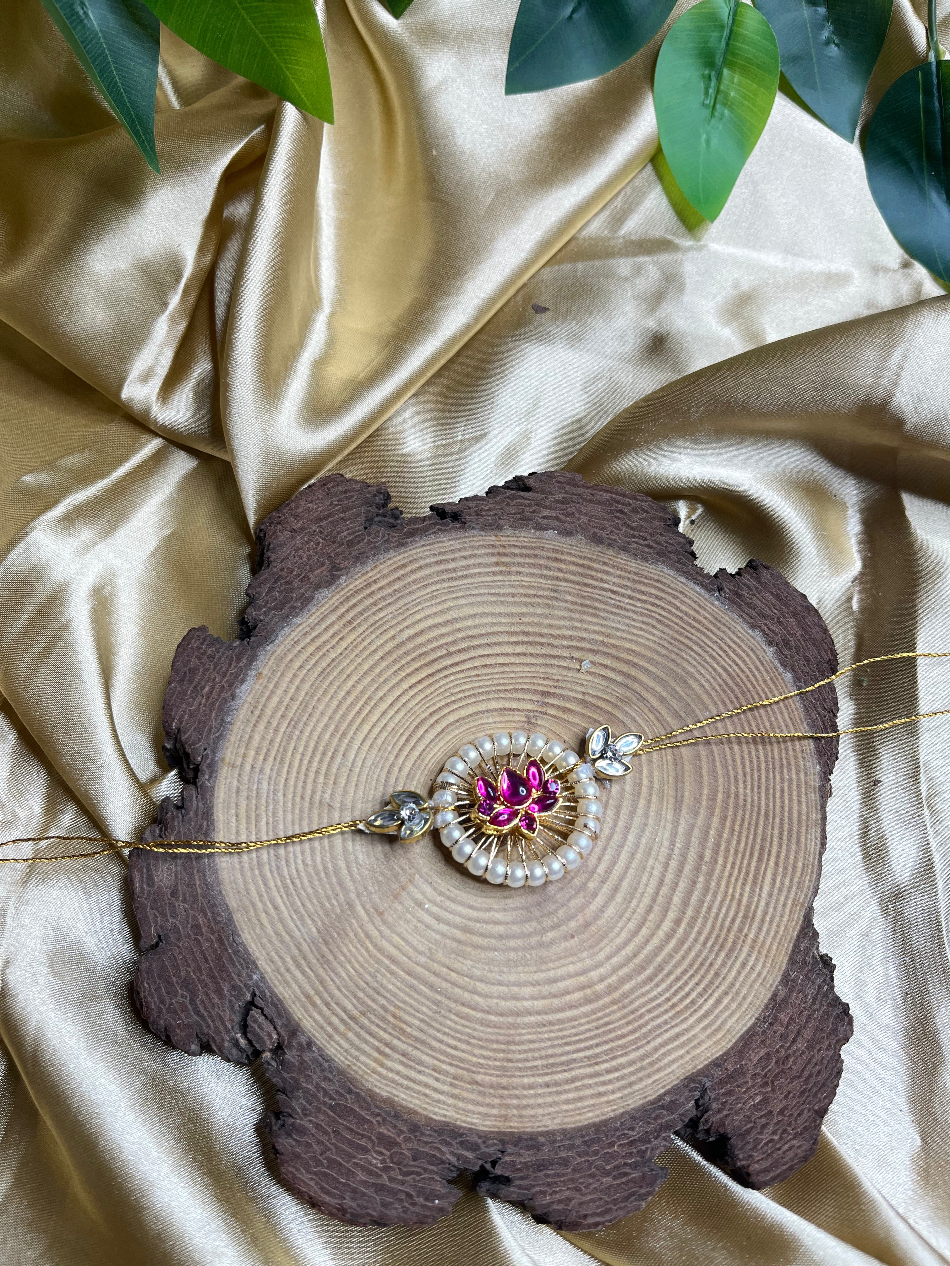 Kundan lotus rakhi