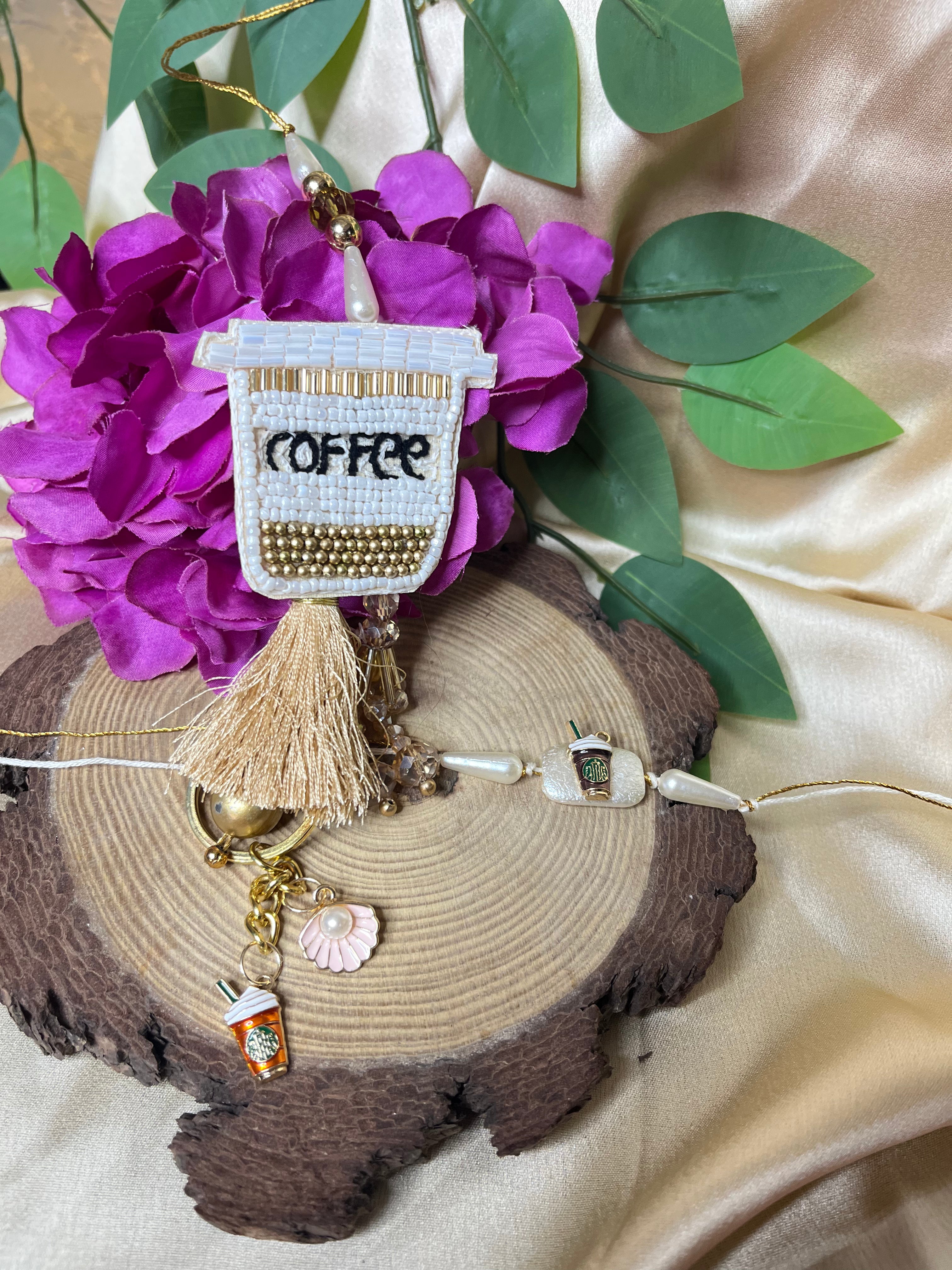 COFFEE Lovers keychain rakhi set
