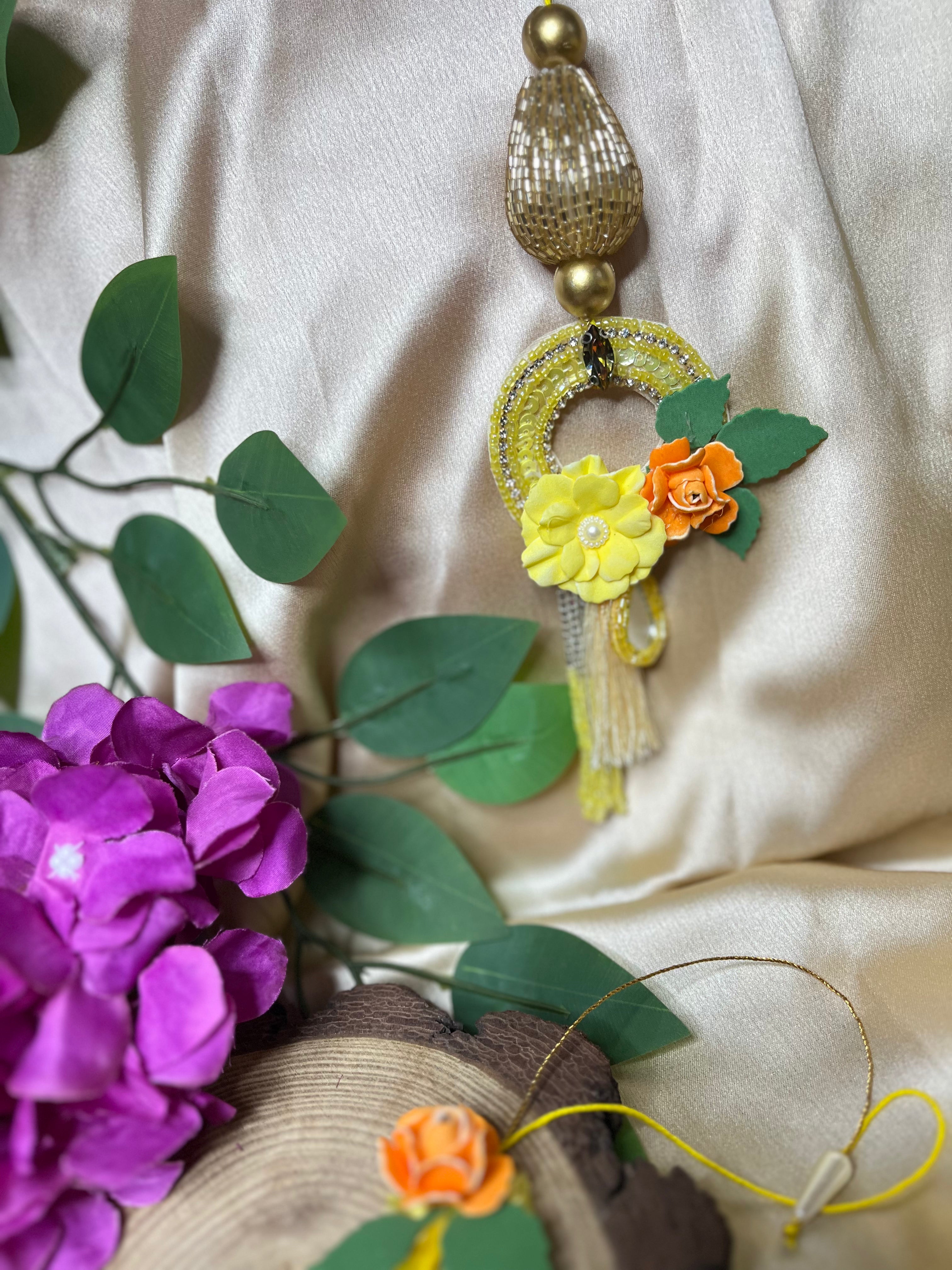 Floral rakhi & lumba set